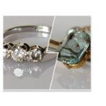 A three-stone graduated diamond ring on a platinum setting, size M,