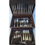 A Sheffield silver, twelve-setting, 113-piece Queen's pattern canteen of cutlery, hallmarked 