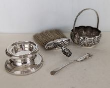 A Burmese silver lobed basket with etched and embossed decoration