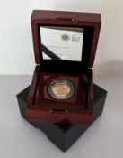 A cased Royal Mint gold full sovereign, 2016, with COA and all original packaging