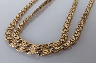 An Italian yellow gold fancy-link neck chain with lobster clasp, 54 cm, import marks, 11.7g