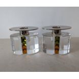 Two Swarovski Collection Rainbow crystal and metal-top candleholders, signed by Stefan Umdasch