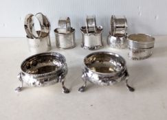 An assortment of ten silver napkin rings, mixed dates/makers, mostly initialled, 225g