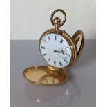 A Victorian gold full-hunter, stem-wind pocket watch with Roman numerals, subsidiary seconds hand