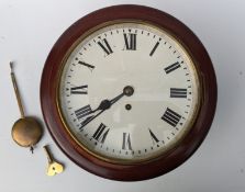 A mahogany framed post office wall clock, with an eight day brass single fusee movement 