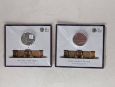 Two Royal Mint UK Brilliant Uncirculated 2015 Buckingham Palace £100 fine silver coins (2)