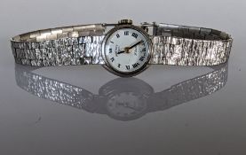 A 1960's ladies Rotary manual wristwatch with Roman numerals in an oval white gold case