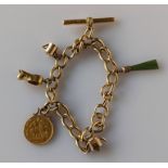 An Edwardian gold full sovereign, 1907, mounted on an 18ct yellow gold curb link bracelet