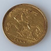 An Edwardian gold half sovereign, 1906