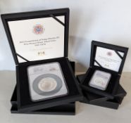 A 2023 Tristan Da Cunha Silver Proof 5oz £25 AND 2oz £5 coin "Charles III Coronation" NGC Graded