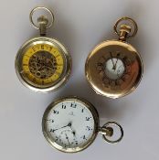 Three vintage pocket watches: an early 20th century Jaeger LeCoultre skeleton dial