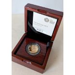 A cased Royal Mint 2018 Gold Proof Sovereign with COA and original packaging