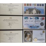 An assortment of Harrington & Byrne coin covers all with COA to include: 2020 75th Anniversary of VE