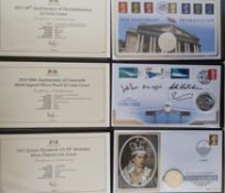 An assortment of Harrington & Byrne coin covers all with COA to include: 2020 75th Anniversary of VE