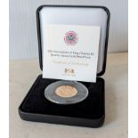 A cased Harrington & Byrne Samoa 2023 King Charles III Coronation, Quarter Ounce Gold Proof Coin