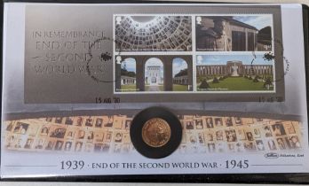 A Harrington & Byrne 2020, End of WWII Gold Sovereign Coin Cover, with COA, edition of 99