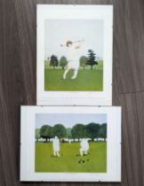Two Janet Ledger limited edition prints, BOWLING IN THE PARK and KEEN GOLFER, each of 250