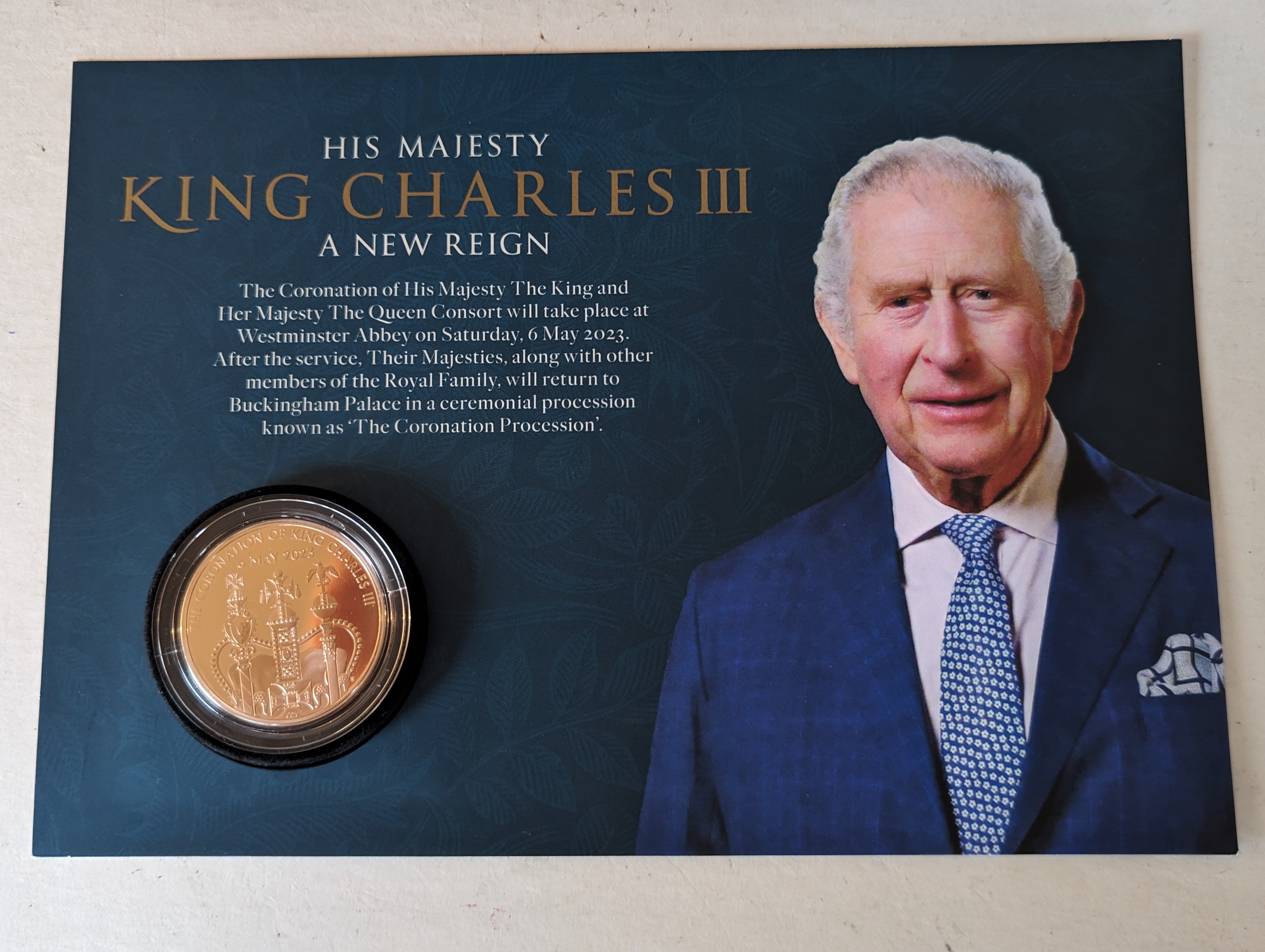 A cased Royal Mail 2023 King Charles III A New Reign Gold Proof Coin, 39.94g, limited edition - Image 3 of 3