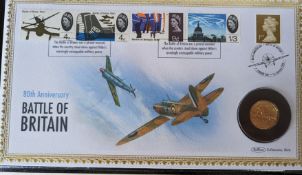 A Harrington & Byrne 2020 80th Anniversary of the Battle of Britain, Gold Proof £1 Coin Cover