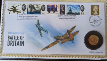 A Harrington & Byrne 2020 80th Anniversary of the Battle of Britain, Gold Proof £1 Coin Cover