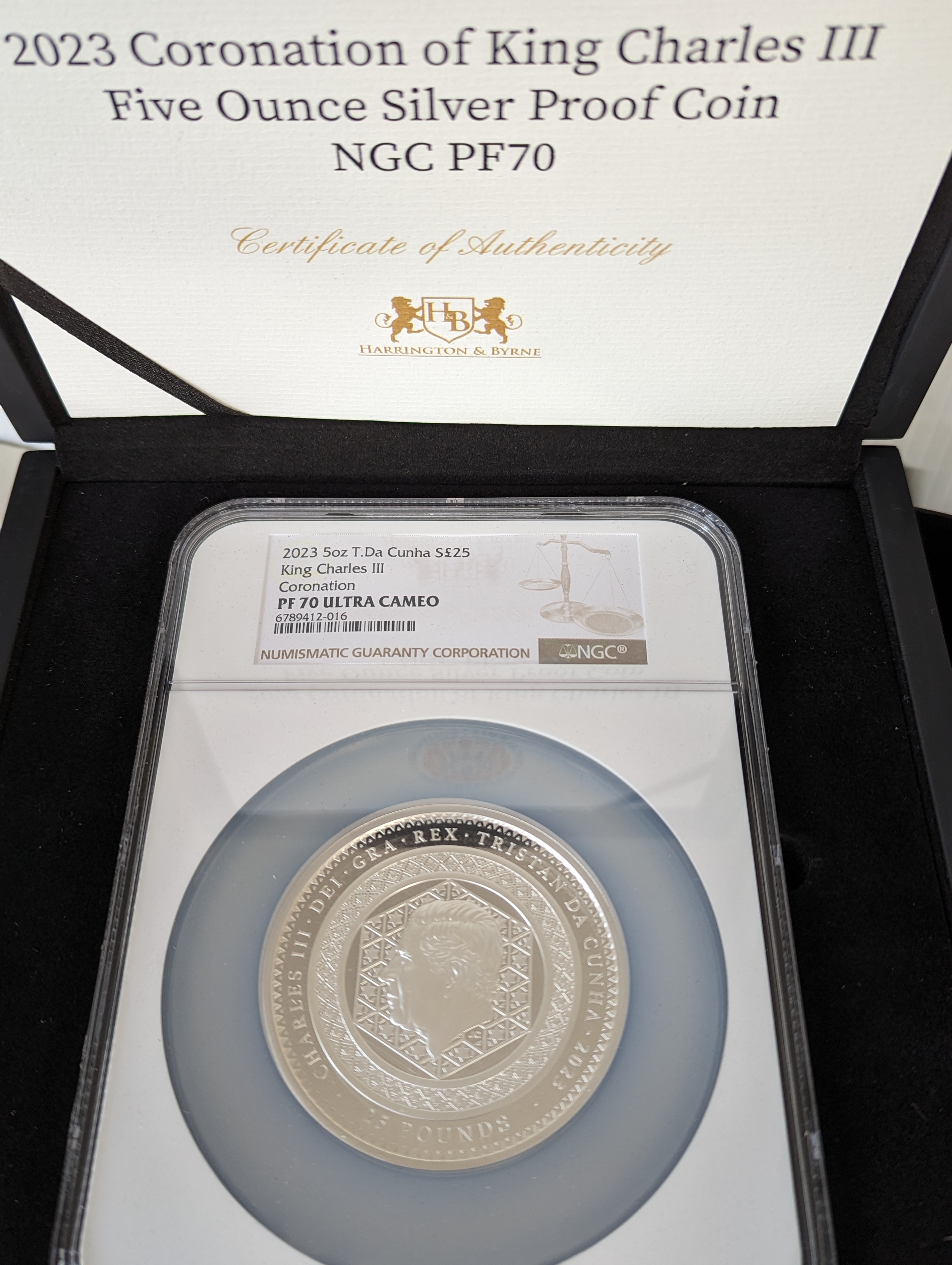 A 2023 Tristan Da Cunha Silver Proof 5oz £25 AND 2oz £5 coin "Charles III Coronation" NGC Graded - Image 3 of 5
