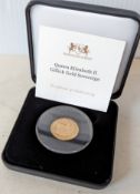 A cased Harrington & Byrne Queen Elizabeth II Gillick Gold Sovereign, 1962, with COA