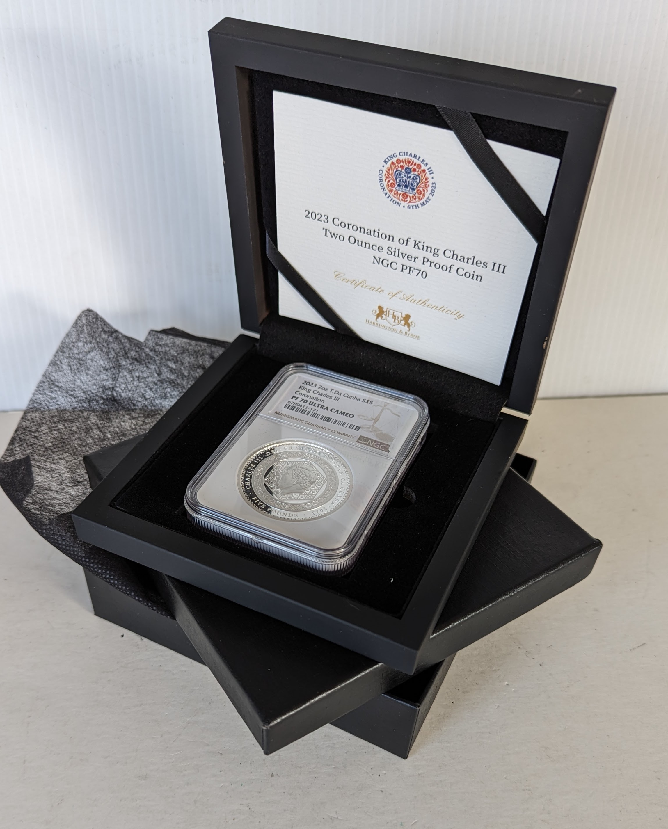 A 2023 Tristan Da Cunha Silver Proof 5oz £25 AND 2oz £5 coin "Charles III Coronation" NGC Graded - Image 2 of 5