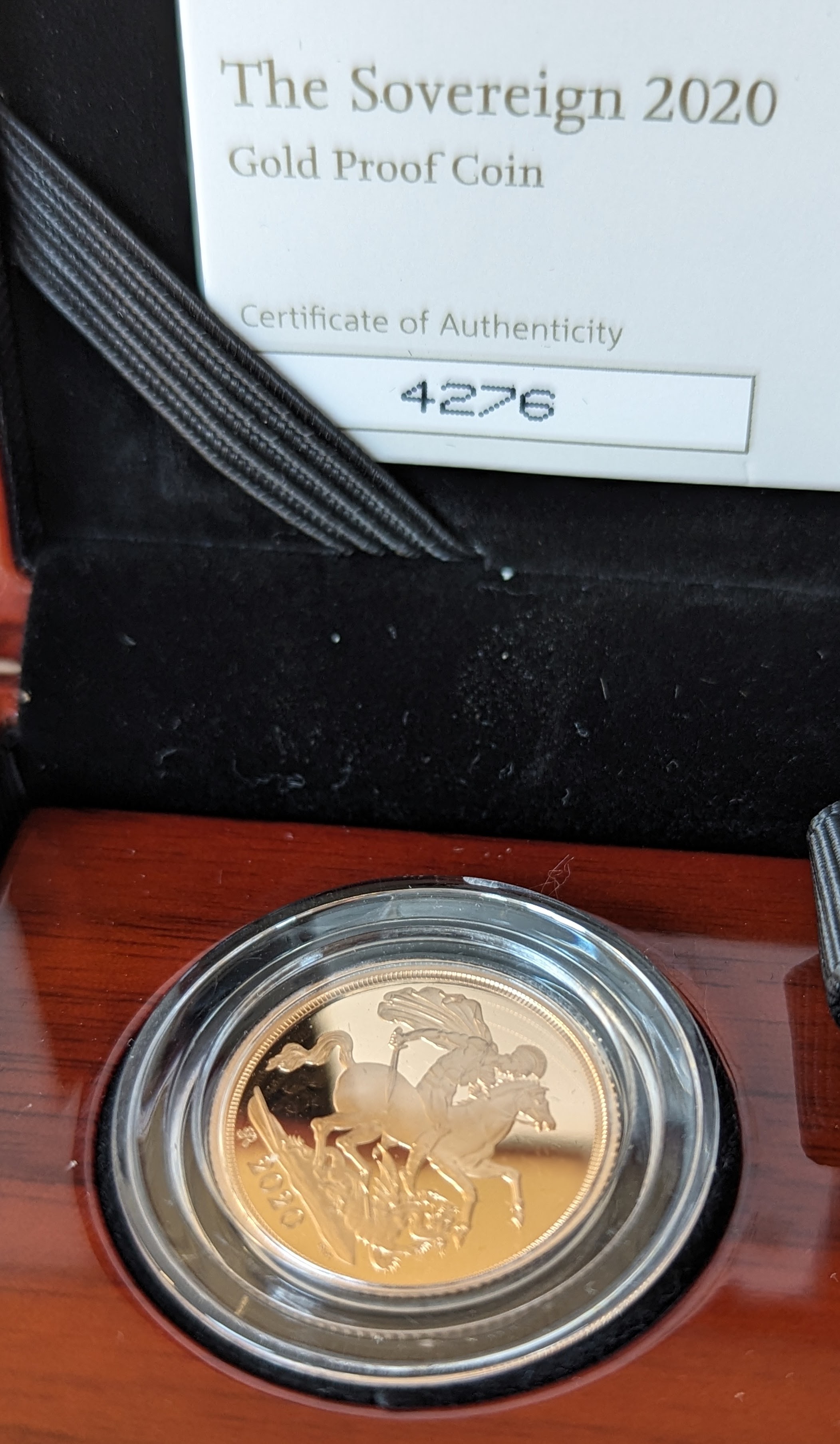 A cased Royal Mint 2020 Gold Proof Sovereign with COA and original packaging - Image 2 of 2