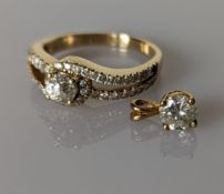 A solitaire old european-cut diamond ring with split shoulder shank