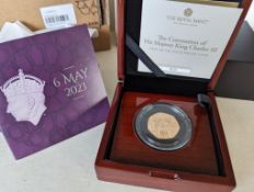 The Royal Mint, The Coronation of HM King Charles III, 2023 UK 50p Gold Proof Coin, with COA 