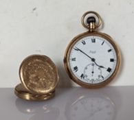 A George V 9ct gold-cased pocket watch, stem-wind, half-hunter with Roman numerals, case 50mm