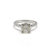A single stone diamond ring, the round brilliant-cut diamond weighing an estimated 1.70 carats