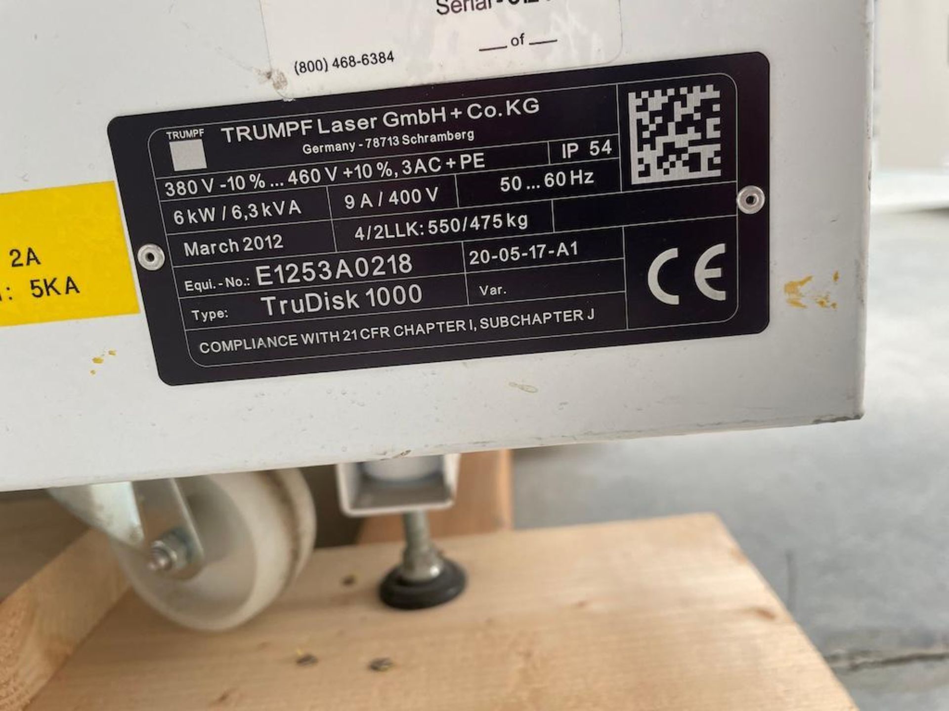 2012 TRUMPF LASER TRUDISK 1000, 1000 WATT, SN E1253A0218 [60] [MATANE] *PLEASE NOTE, EXCLUSIVE RIGGI - Image 3 of 4