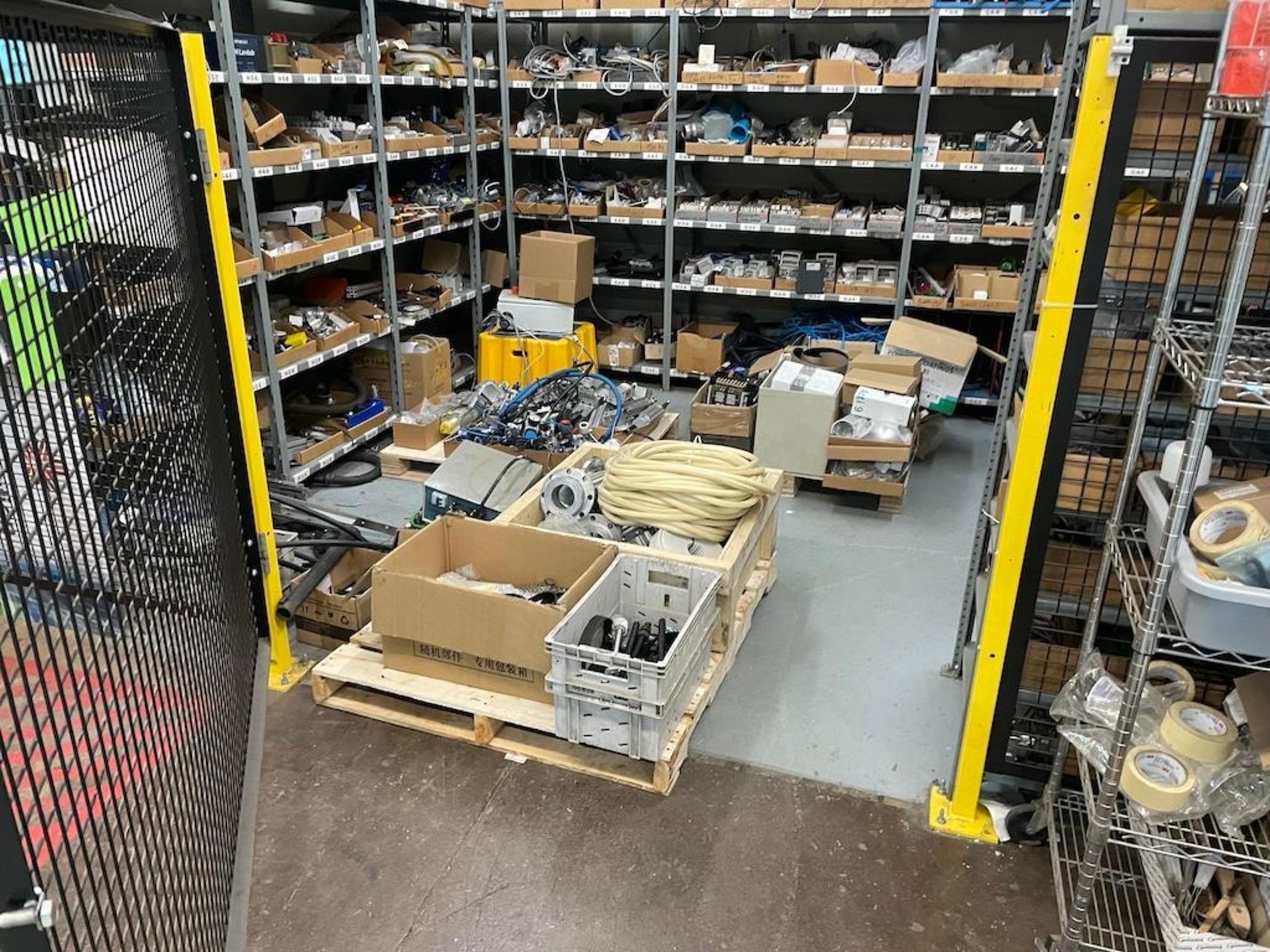 LOT CONTENTS (2) MAINTENANCE AND SUPPLY ROOMS INCLUDING: (9) METAL RACKS W ELECTRICAL COMPONENT AND - Image 17 of 18
