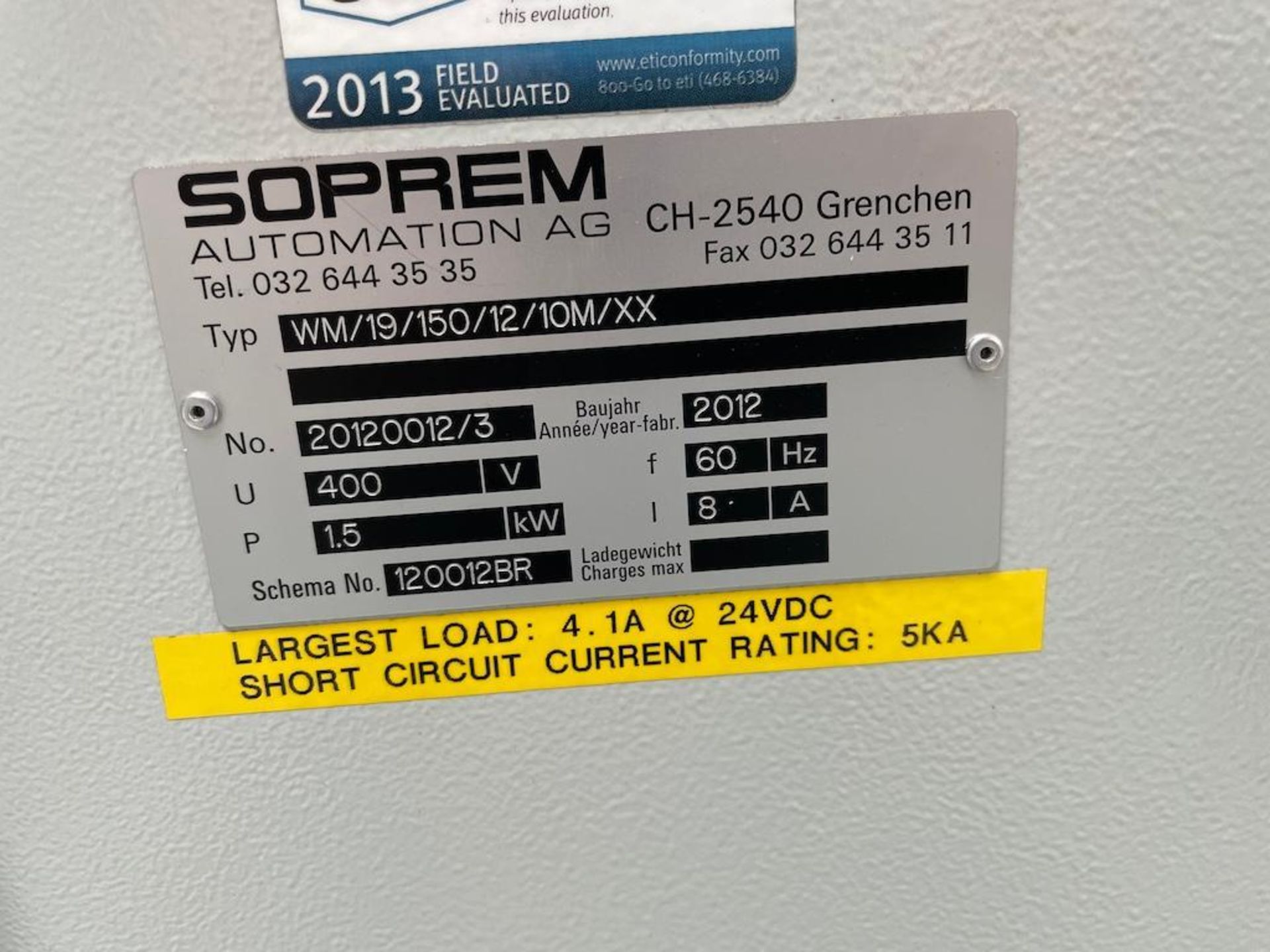 2012 SOPREM AUTOMATION AG MODEL CH-2540 GRENCHEN TYPE WM/19/150/12/1M/XX, SN 20120012/3 [81] [MATANE - Image 4 of 4