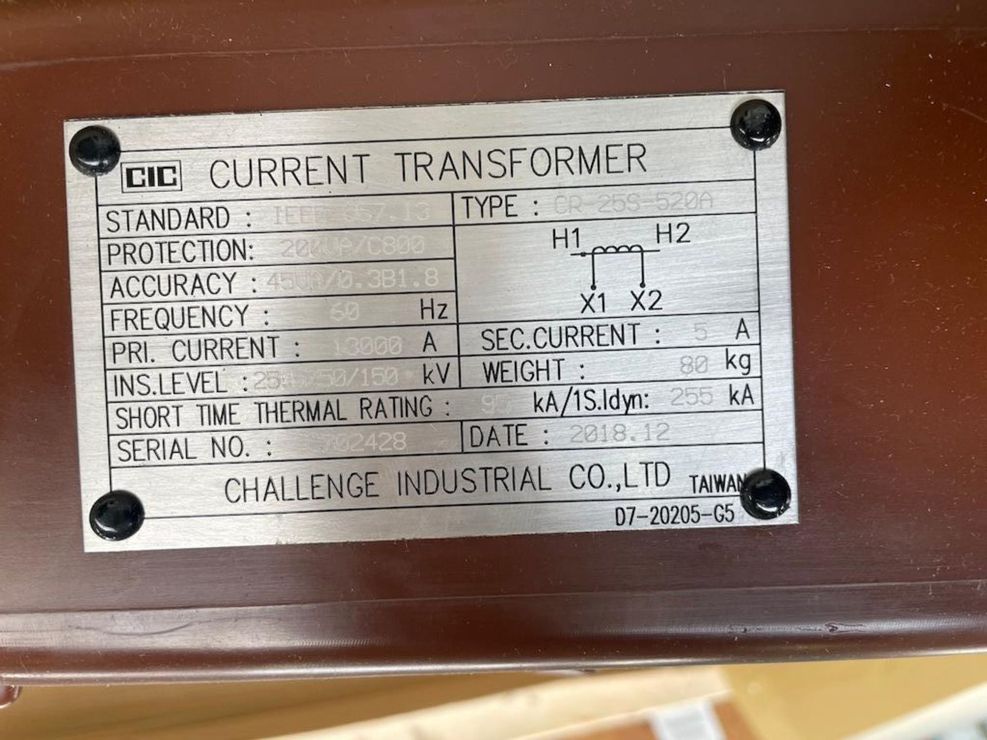 LOT (46) PCS OF 2018 CHALLENGE INDUSTRIAL CURRENT TRANSFORMERS, TYPE CR-25S-520A, STANDARD 1EEE C57. - Image 3 of 7