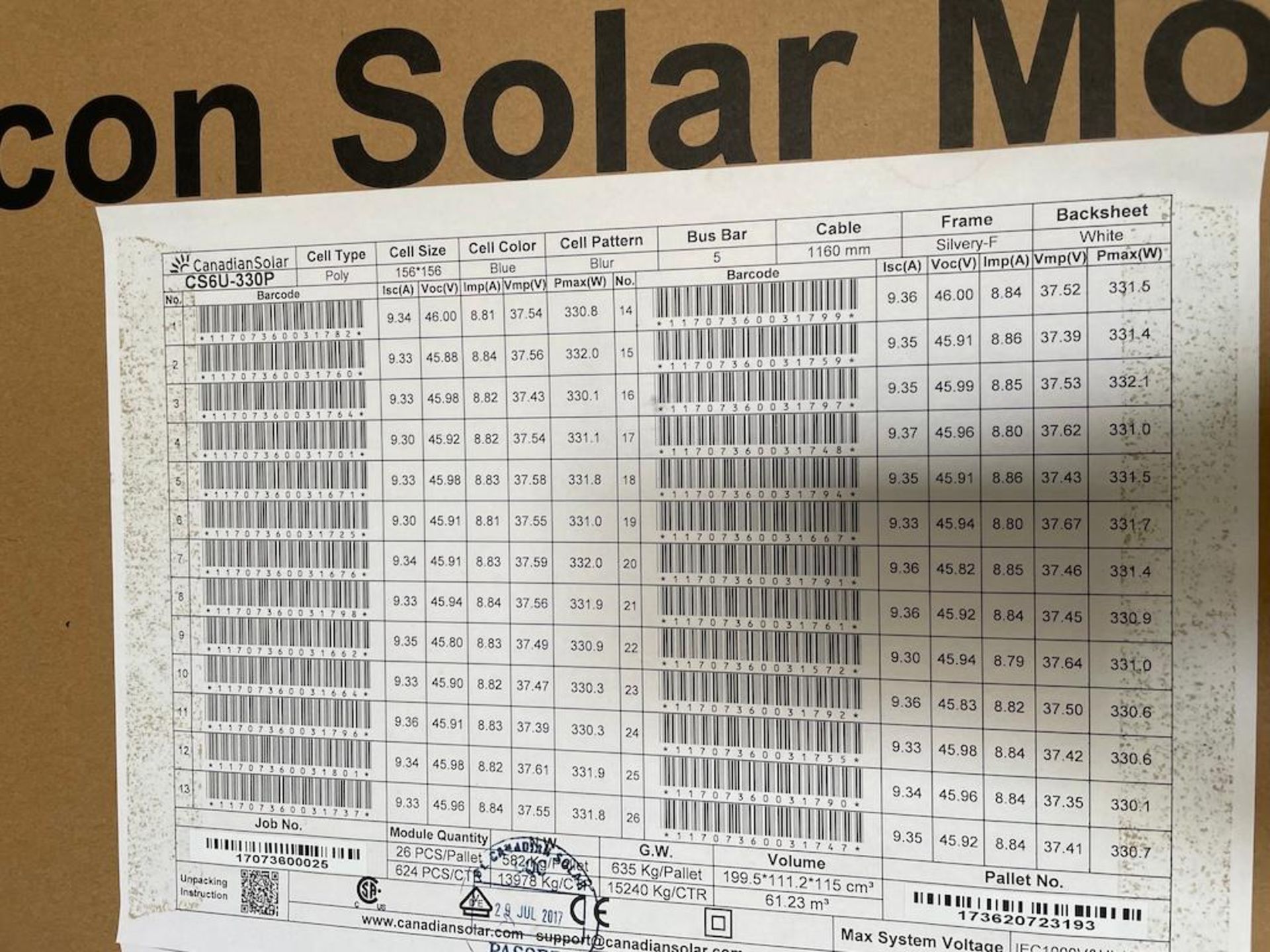 LOT OF APPROX 6,075 UNITS 370W SOLAR PANELS, INCLUDING: APPROX 5,760 UNITS IN SEA CONTAINERS (APPROX - Image 2 of 40