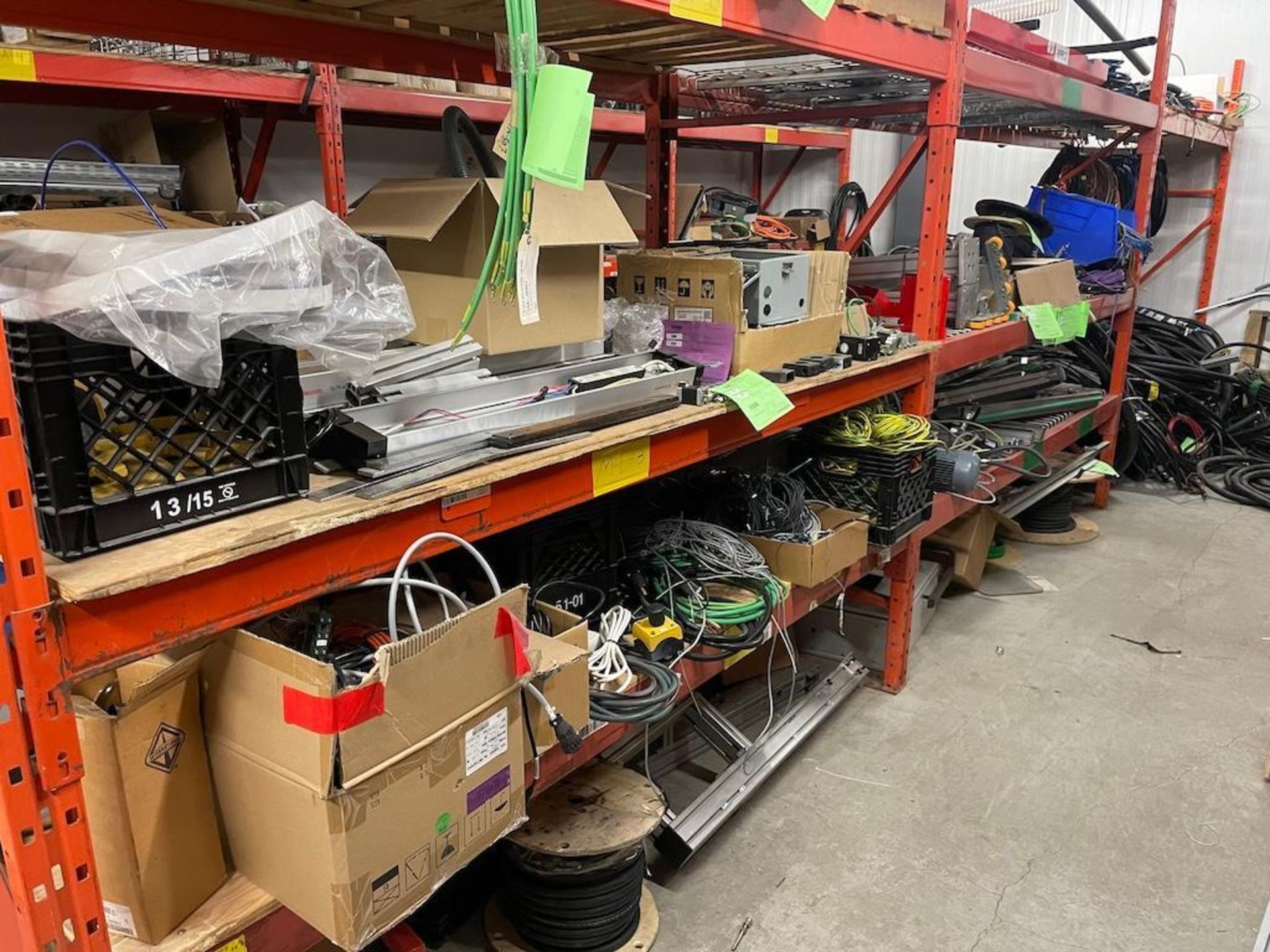 LOT STORES INVENTORY ROOM ON SECOND LEVEL, INCLUDING ALL PARTS, WIRING, FRAMING, CONTROL BOXES, 15 S - Image 8 of 16