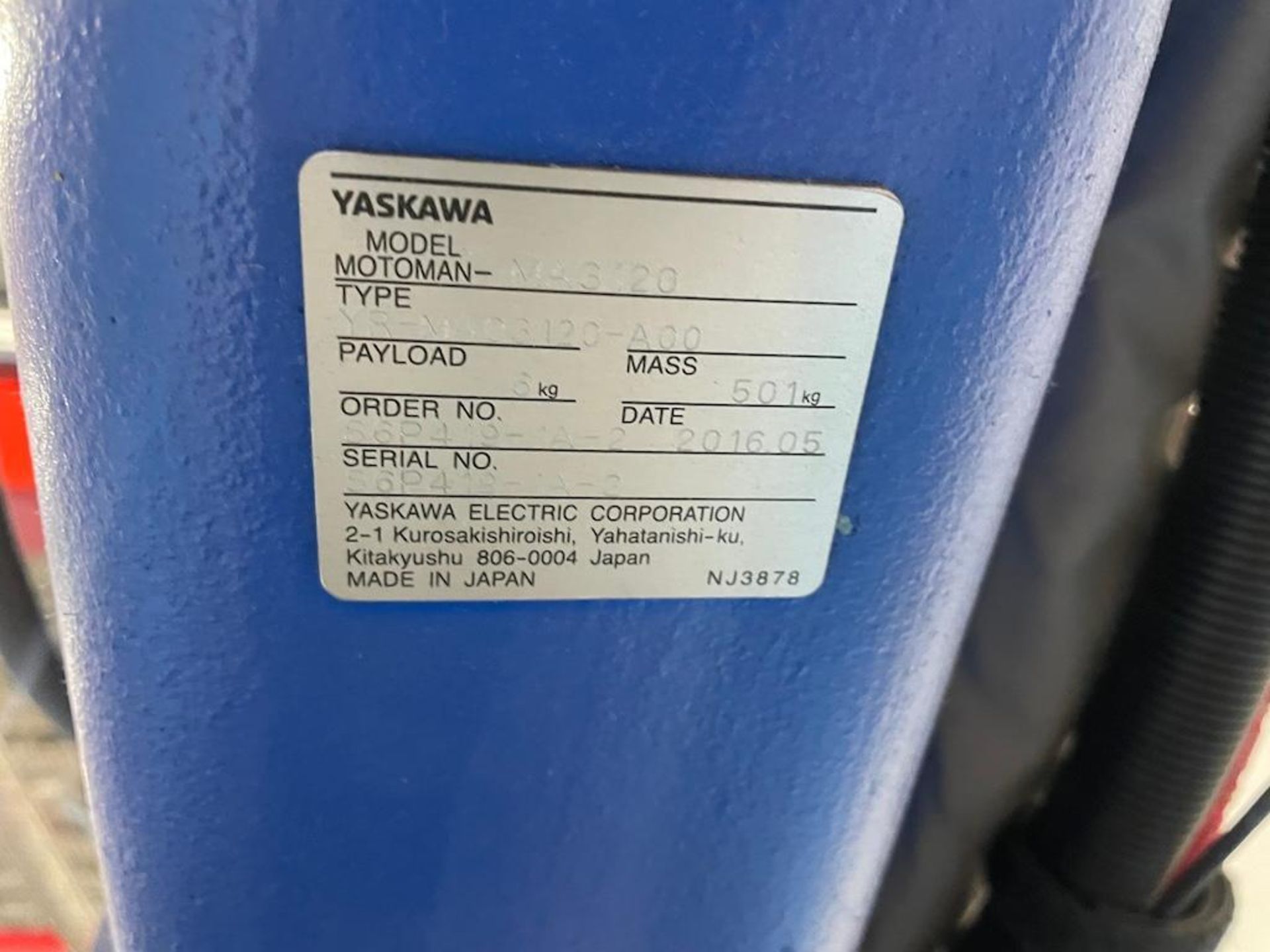 LOT (2) 2016 YASKAWA WELDING ROBOTS MODEL MOTOMAN MA3120, TYPE YR-MA03120-A00, 6 KG PAYLOAD, AN'S S6 - Image 4 of 14