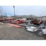 LOT ASSORTED METAL IN YARD, HD FRAMES, PLATES, ROUND, RACKING, DECKING, SOLAR FRAMES [IN YARD PAST C