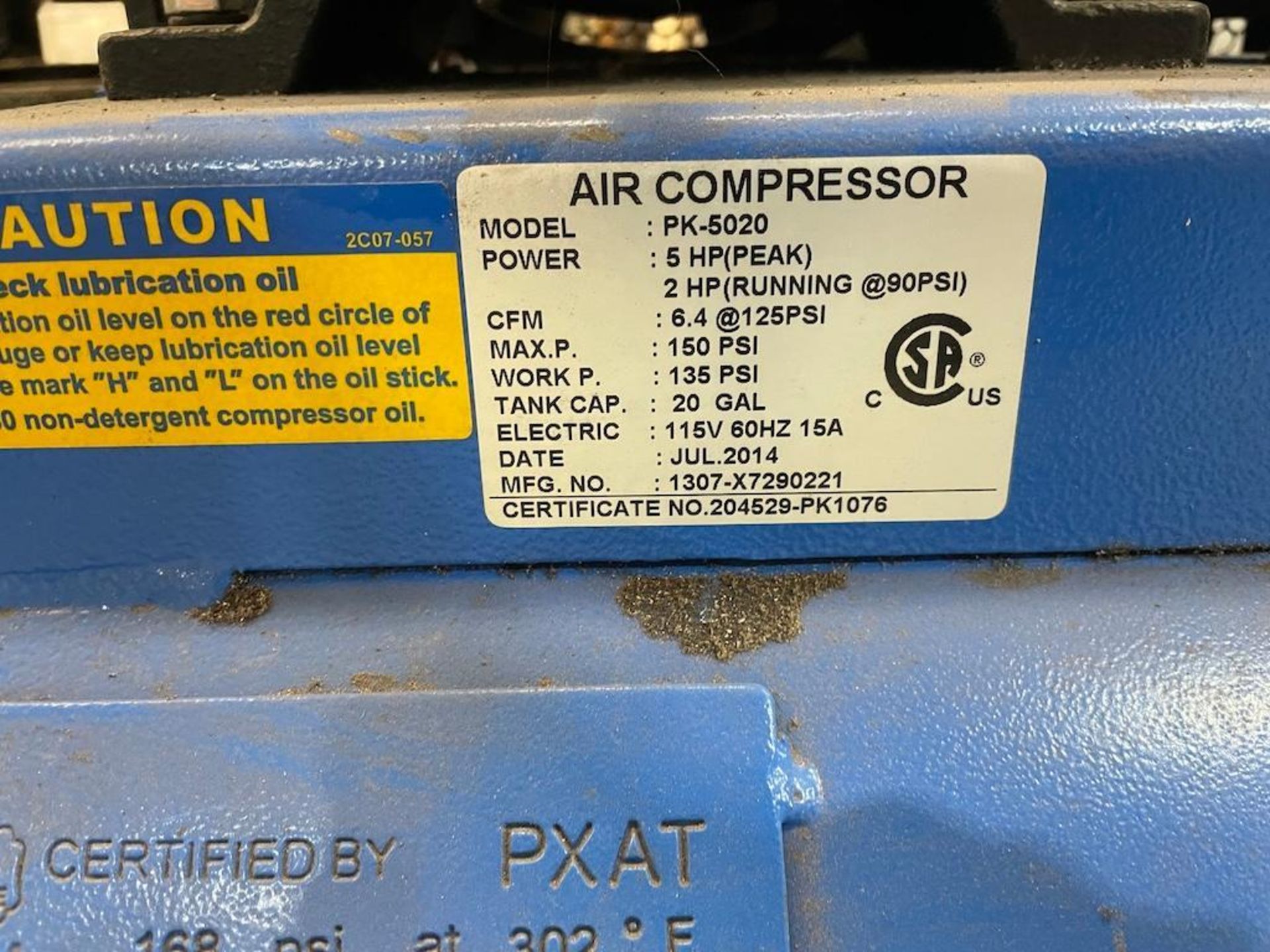 OMEGA PRO 2 HP PORTABLE AIR COMPRESSOR [TROIS RIVIERES] *PLEASE NOTE, EXCLUSIVE RIGGING FEE OF $50 W - Image 2 of 2