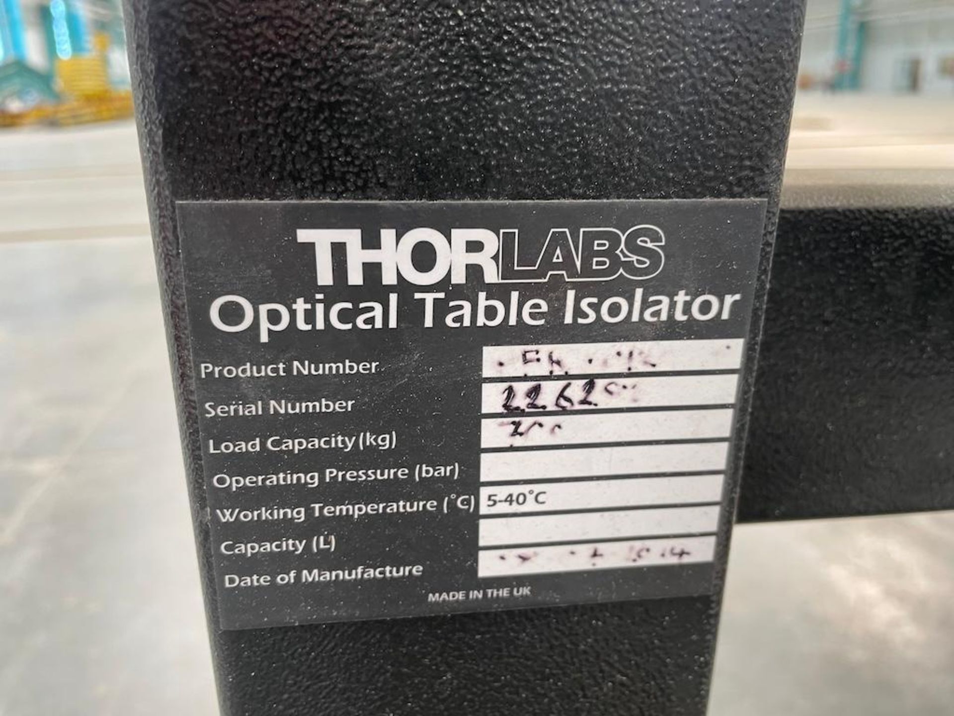 THOR LABS PRODUCT NUMBER B2448F OPTICAL TABLE ISOLATOR W NEXUS PRECISION PLATE HOLDING UQM ROTARY FI - Image 3 of 8