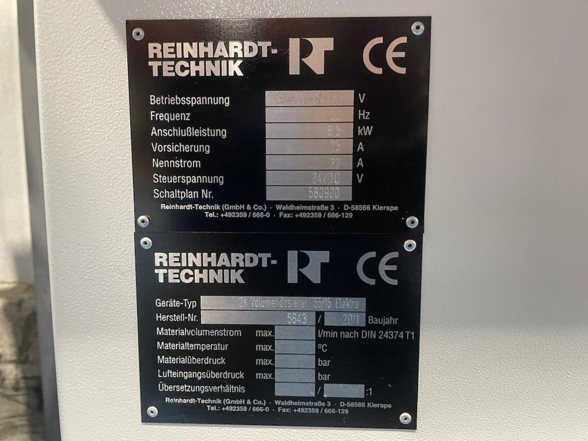 2011 REINHARDT-TECHNIK DUAL FOAM PUMP STATION, TYPE 04420202, SN 56432, W SIEMENS SIMATIC MULTI PANE - Bild 5 aus 5