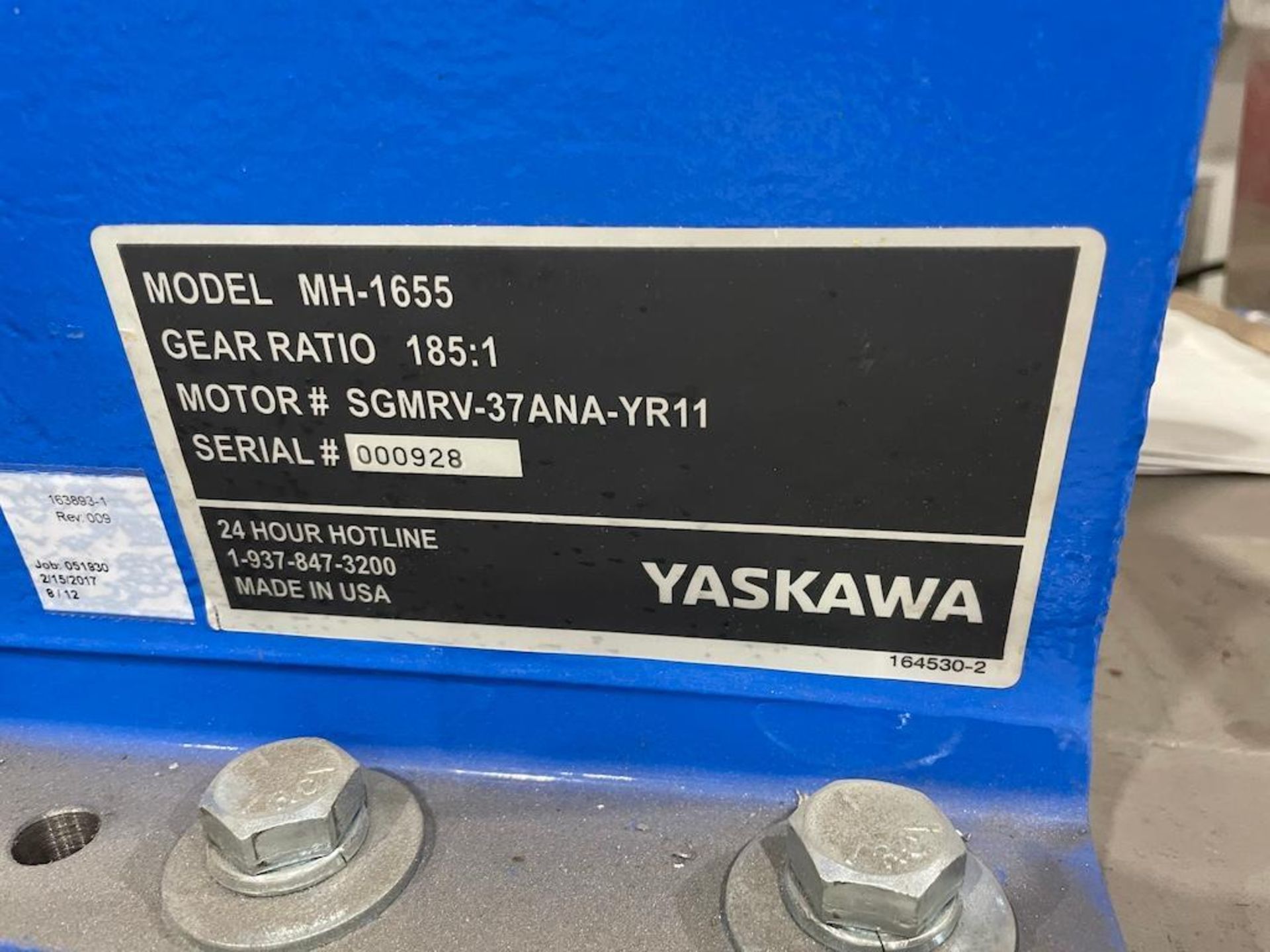 LOT (2) 2016 YASKAWA MATERIAL HANDLING ROBOTS MODEL MOTOMAN MH180, TYPE YR-MS165/MH180-A00, PAYLOAD - Image 17 of 19