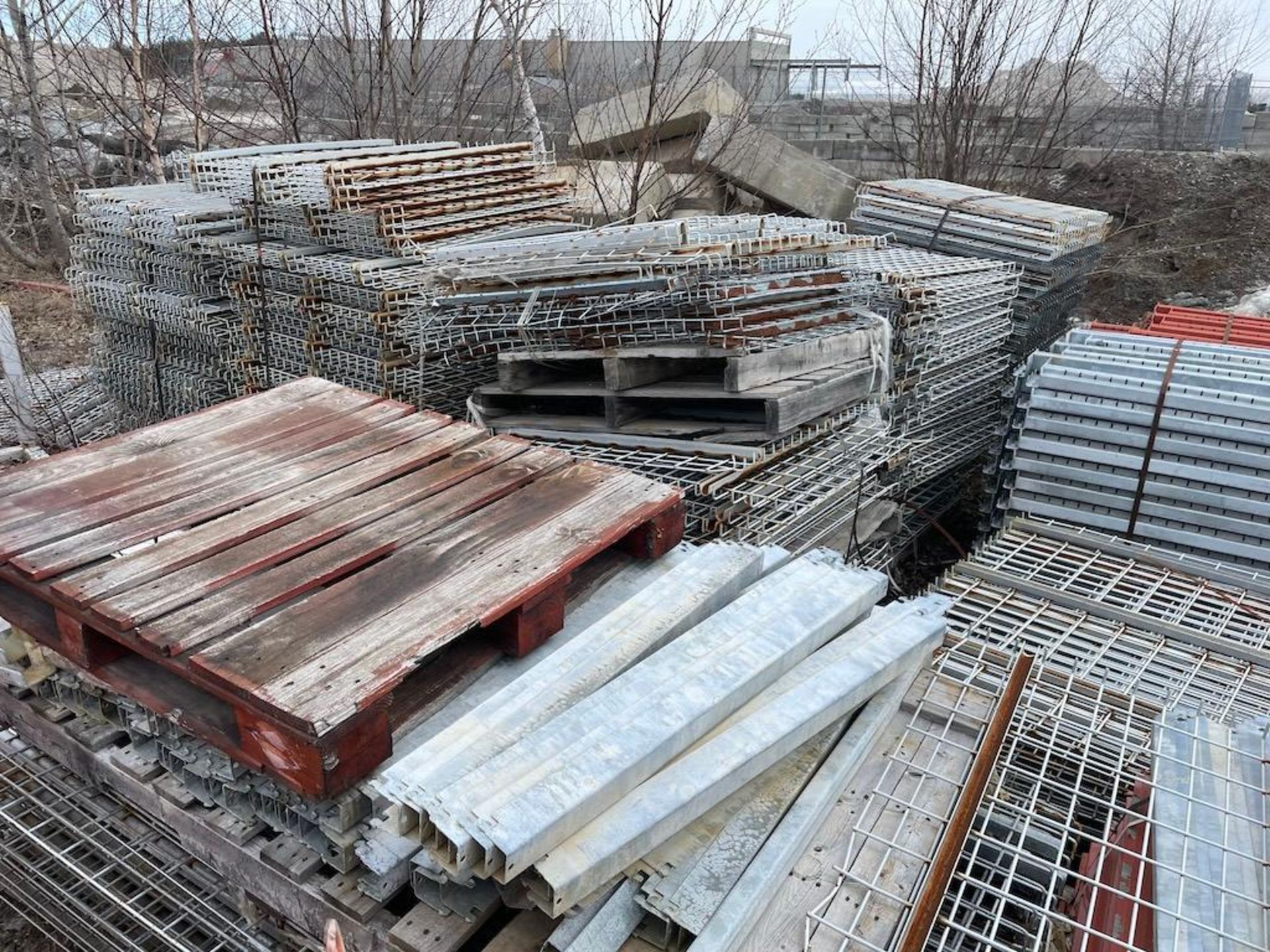 LOT ASSORTED METAL IN YARD, HD FRAMES, PLATES, ROUND, RACKING, DECKING, SOLAR FRAMES [IN YARD PAST C - Image 10 of 12