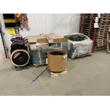 LOT (4) STRAPPING CARTS W TOOLS, (2) SKIDS POLYESTER STRAPPING, (1) ROLL METAL STRAPPING [TROIS RIVI