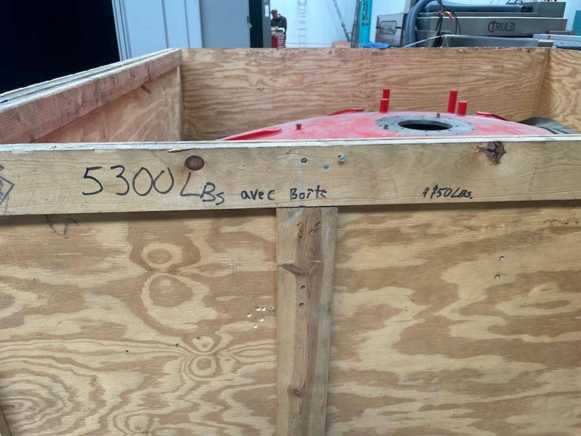 APPROX 7 FT DIAMETER X 3 FT HIGH HOLLOW STEEL FRAME, IN CRATE, SAYS 5,300 LBS [MATANE] *PLEASE NOTE, - Image 5 of 5