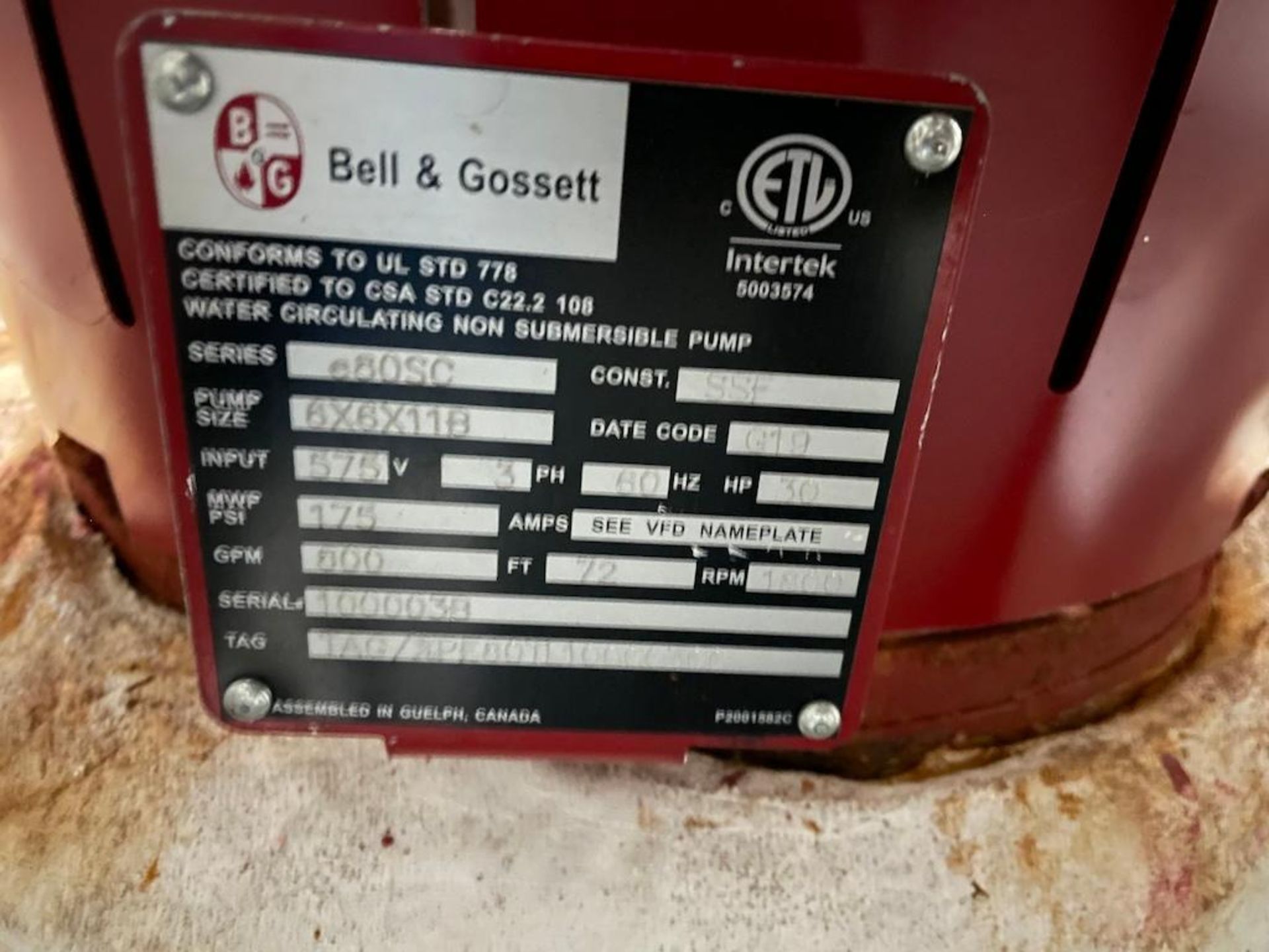 30 HP WEG - BELL & GOSSETT GLYCOL PUMPS, SERIES E80SC, W ELECTRONIC CONTROLS, PROSIS SHOCK ABSORBER - Image 3 of 5