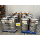 LOT 44 PALLETS OF 55 GALLON BARRELS OF CHEMICALS, INCLUDING 35 METAL, 12 PLASTIC, 8 CARDBOARD BARREL