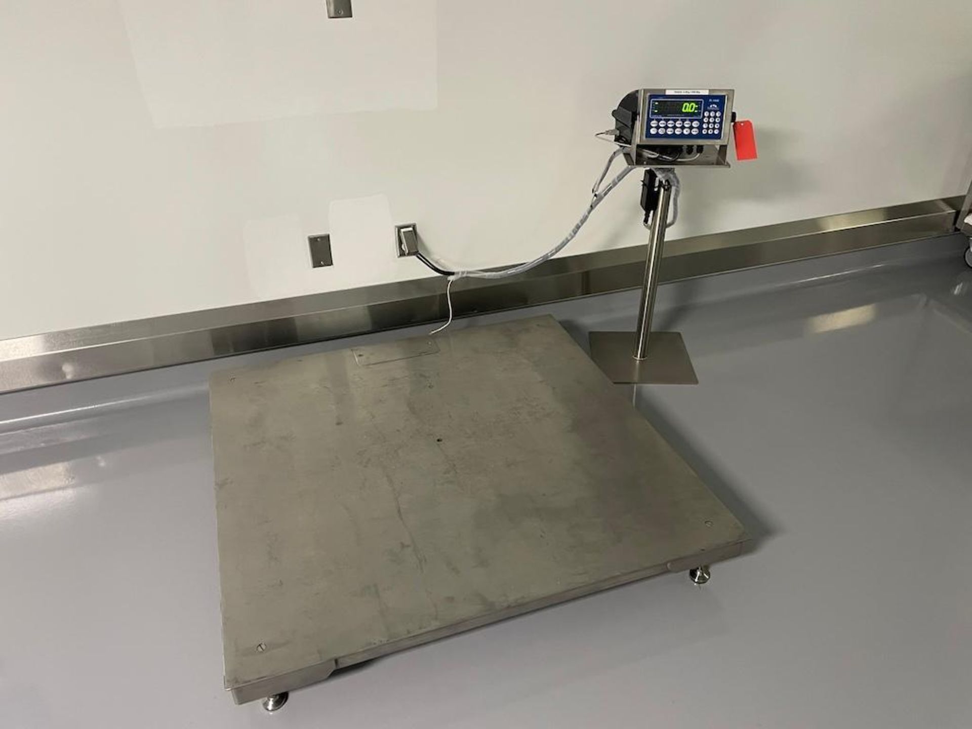 FLOOR SCALE, STAINLESS STEEL, APPROX 48 X 48 IN, TRANSCELL TI-1680 CONTROL UP TO 1200 KG [2ND FLOOR